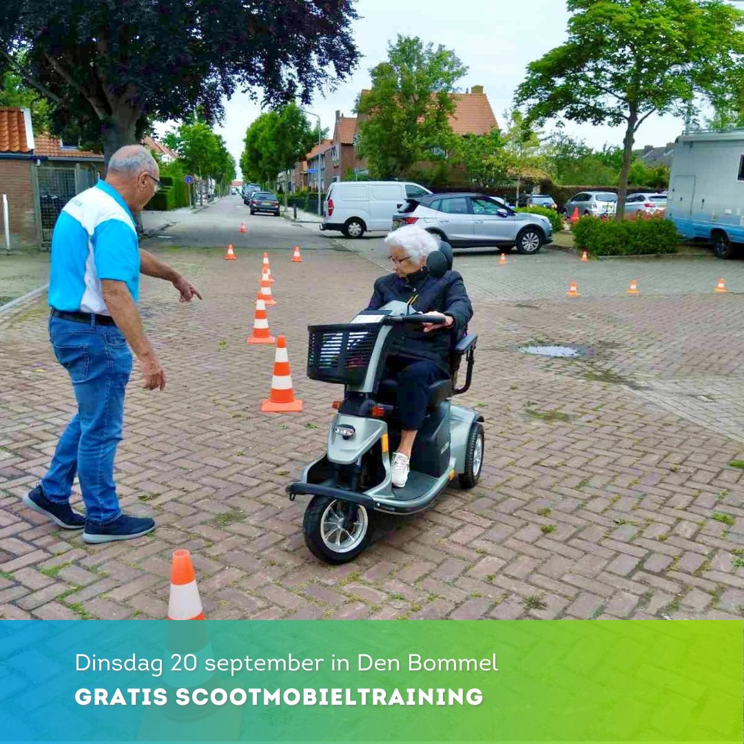 Bent u 60 jaar of ouder en gebruikt u een #scootmobiel, of gaat u een scootmobiel gebruiken?🦼 Dan nodigen we u van harte uit voor een gratis rijvaardigheidstraining op dinsdag 20 september in #DenBommel. Lees hier meer: bit.ly/3RdFD0I ℹ️  <a href="/RPV_GO/">RPV_GO</a>
