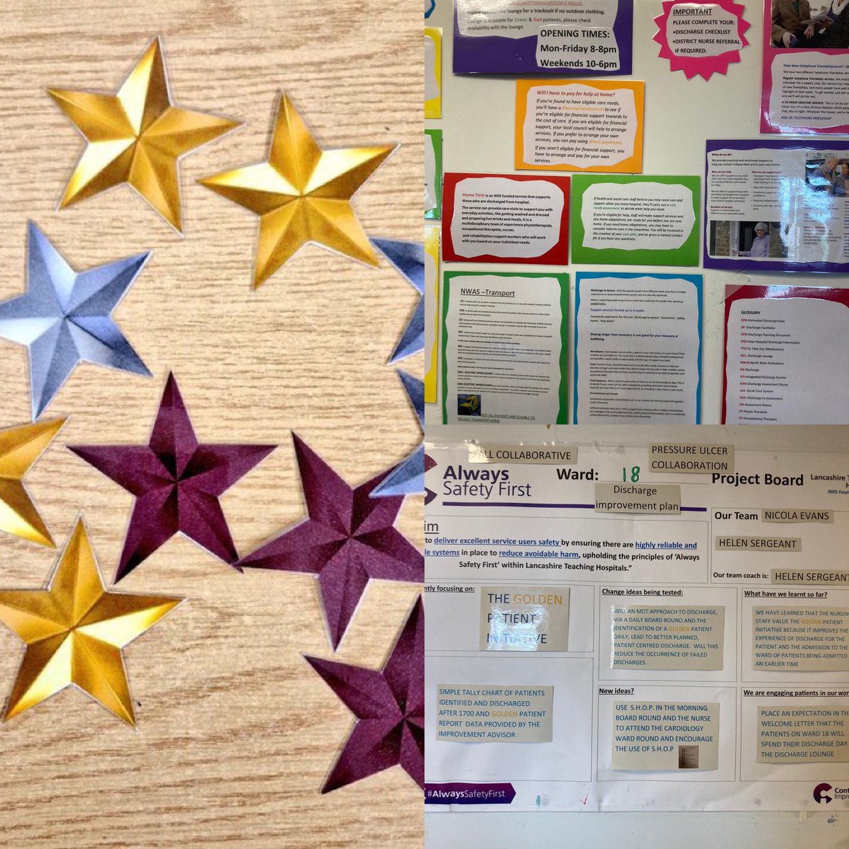 Discharge Lounge & Outpatients LTHTR (@dl_opd_lthtr) on Twitter photo Spent the day on the wards today with <a href="/AnneenCarlisle/">anneen carlisle</a> <a href="/kateamy72/">Kate Connolly RN NMP ๐บ๐ฆ</a> having great discussions with the ward teams about the new Gold/Silver/Bronze Whiteboard. Fantastic ward displays on Discharge ๐. <a href="/deborahomahoney/">Debbie</a> @HowlesJohn <a href="/DNDTeam_Surgery/">Lisa Elliott</a> <a href="/NHSBenMorris/">Ben Morris ๐ณ๏ธโ๐</a> Spent the day on the wards today with <a href="/AnneenCarlisle/">anneen carlisle</a> <a href="/kateamy72/">Kate Connolly RN NMP ๐บ๐ฆ</a> having great discussions with the ward teams about the new Gold/Silver/Bronze Whiteboard. Fantastic ward displays on Discharge ๐. <a href="/deborahomahoney/">Debbie</a> @HowlesJohn <a href="/DNDTeam_Surgery/">Lisa Elliott</a> <a href="/NHSBenMorris/">Ben Morris ๐ณ๏ธโ๐</a>