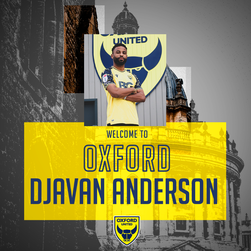OUFCOfficial's tweet photo. Djavan Anderson is a 𝐘𝐞𝐥𝐥𝐨𝐰!

Welcome, Djavan! 

🟡🔵 #OUFC | #COYY