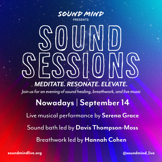 soundmind_live's tweet photo. A6: In September, we are hosting a mental health NYC community event with a sound bath, breathwork, and music, running digital campaigns including the #PresenceOfMind campaign with @aboutKP, and releasing new episodes of our podcast #GoingThere and our video series #Unmasked https://t.co/XIhqHD13av