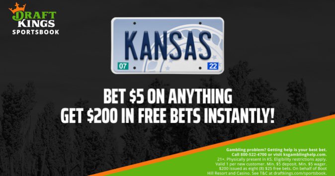 JayhawkVideo's tweet image. Sports betting is now LIVE in Kansas!

Click here to take advantage of a free $200 in bets: oddschecker.com/us/insight/foo…