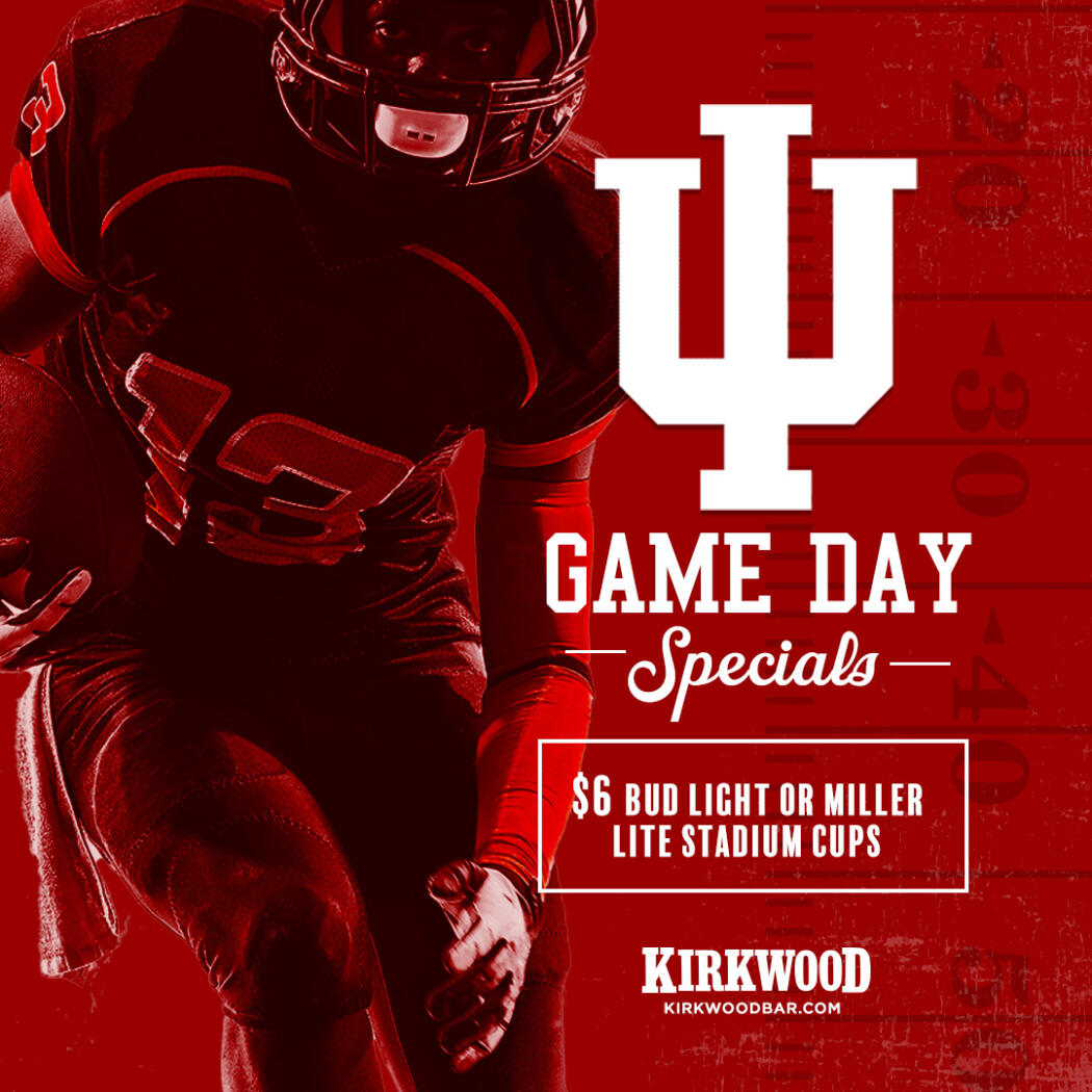 The wait is over... Hoosier football is back! 🏈 We'll see you tomorrow, at #KirkwoodBarChi, for a 7pm kickoff! 🍻🙌