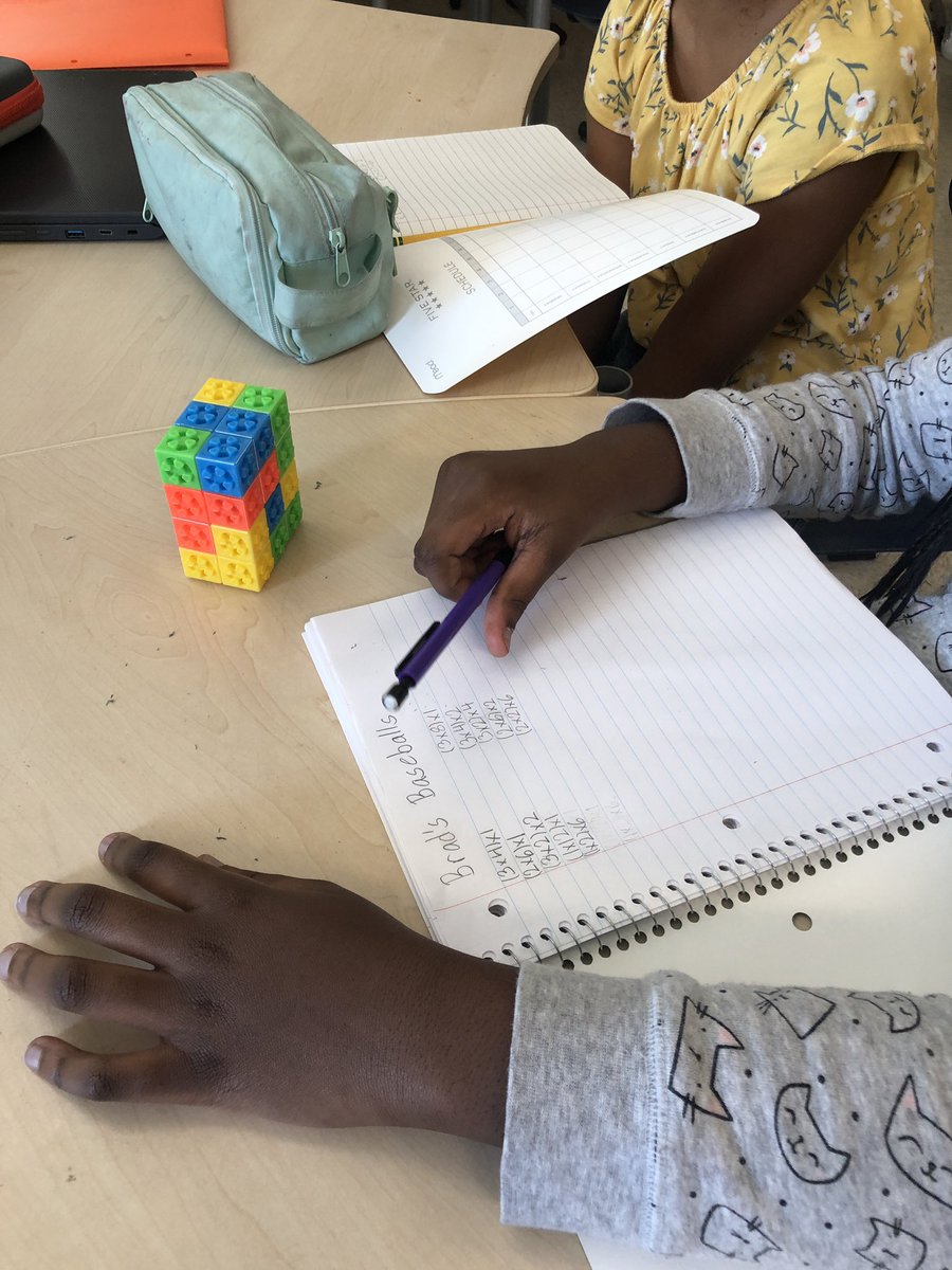 williamsonlmes's tweet photo. These fourth graders are calculating the volume of rectangular prisms as well as determining dimensions with a given volume. Lots of learning happening on the 4th day of 4th grade! @LyonsMill https://t.co/zKZZ0PAulo