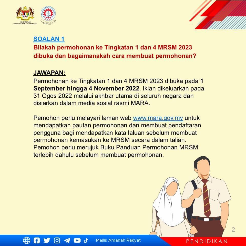 mrsmkuching's tweet photo. Soalan Lazim Tawaran Kemasukan Ke Maktab Rendah Sains MARA Bagi Tingkatan 1 &amp; Tingkatan 4 Tahun 2023 https://t.co/z9vkOgPFui