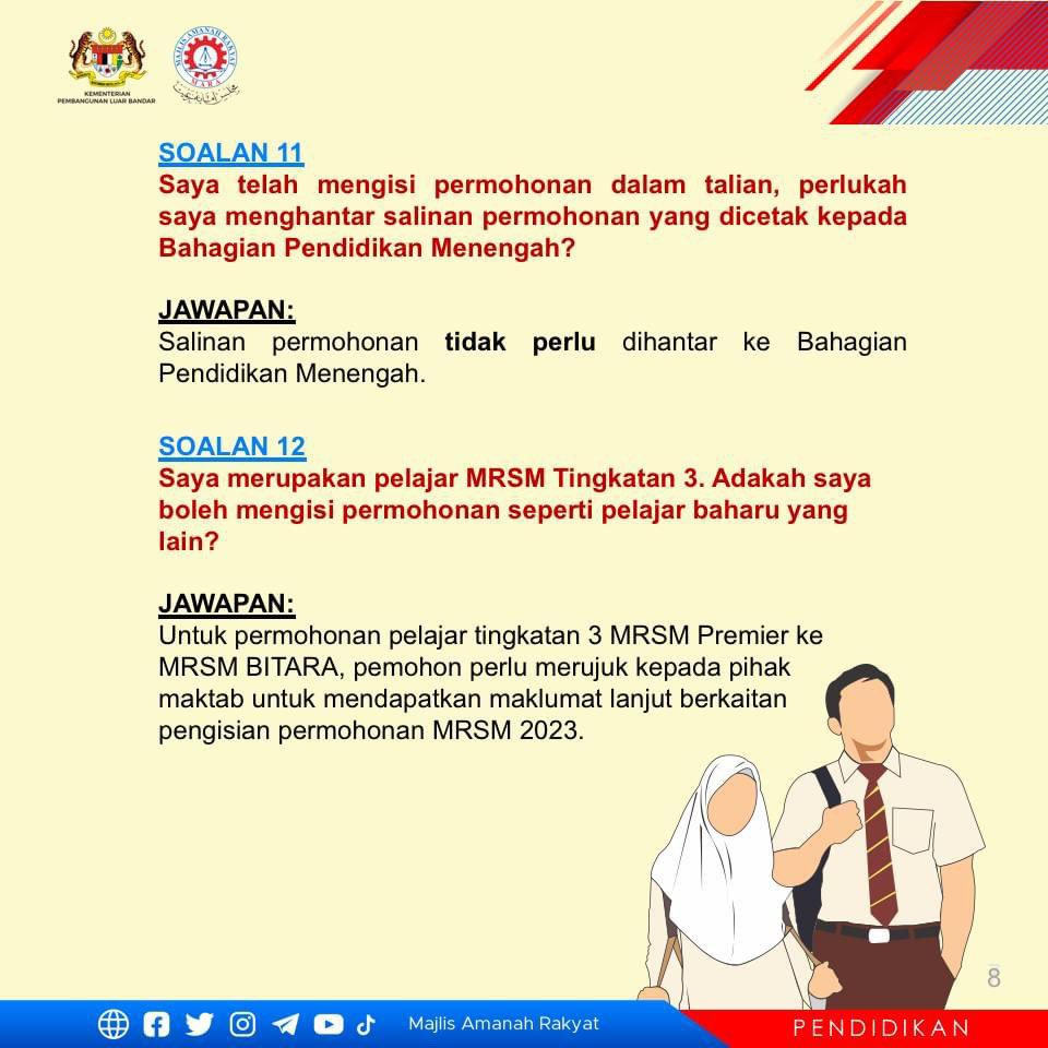 mrsmkuching's tweet photo. Soalan Lazim Tawaran Kemasukan Ke Maktab Rendah Sains MARA Bagi Tingkatan 1 &amp; Tingkatan 4 Tahun 2023 https://t.co/J6cGg0L7wF