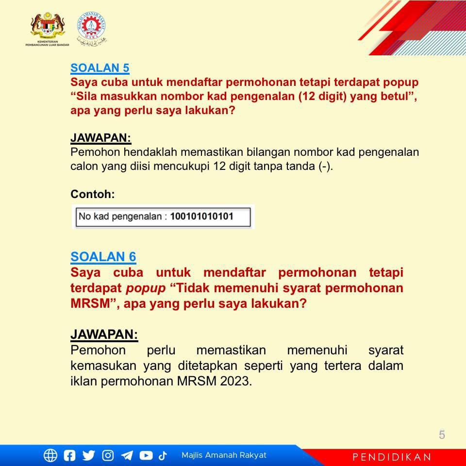 mrsmkuching's tweet photo. Soalan Lazim Tawaran Kemasukan Ke Maktab Rendah Sains MARA Bagi Tingkatan 1 &amp; Tingkatan 4 Tahun 2023 https://t.co/J6cGg0L7wF