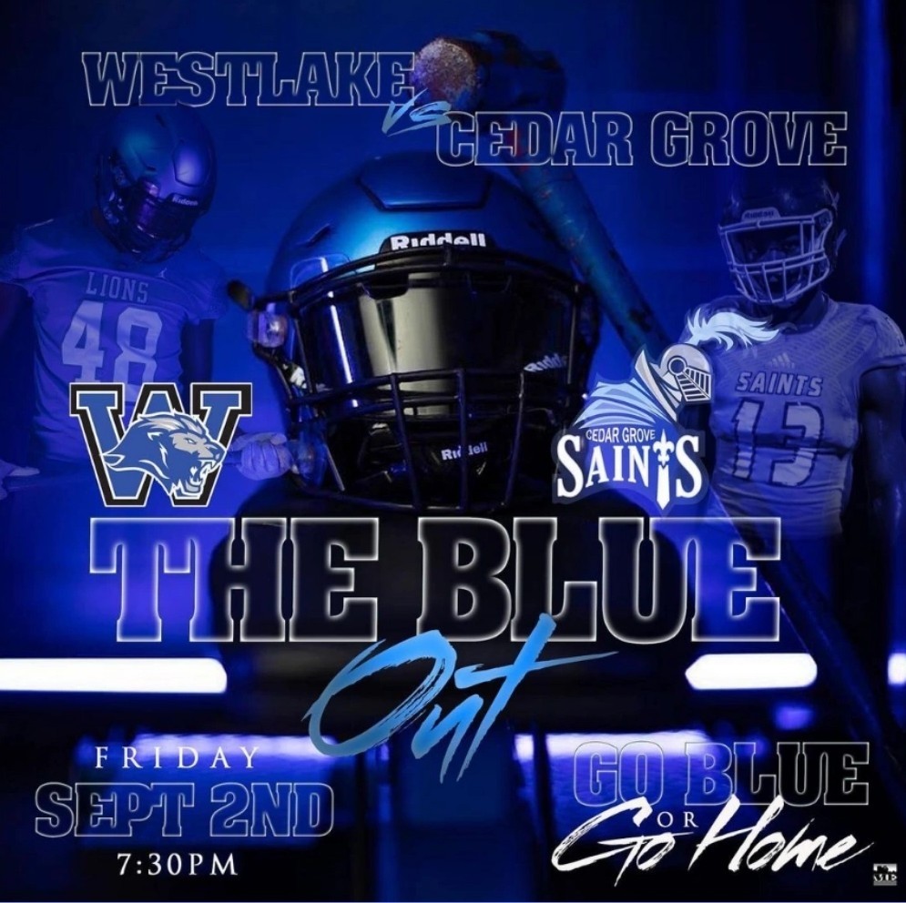 Come out Friday night to support your <a href="/WestlakeFB1/">Westlake Football</a> Lions! Make sure your wear your Westlake blue! <a href="/OneWestlake/">Westlake Lions</a> <a href="/LionsDreamTeam/">Westlake Lions Football Foundation 🏈🥍</a> <a href="/RecruitWestlake/">WestlakeRecruits</a> #WeMarchAsOne #OneWestlake