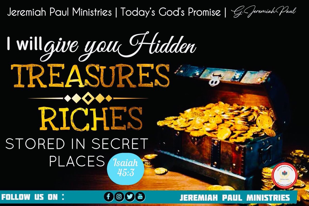 Jpmininstries's tweet image. God will Give Us A Gift | Today’s God’s Promise | Isaiah 45:3 | 2/9/22 | Jeremiah Paul Ministries
#WordofGod #BiblewordToday #creativethings #todaypromiseintelugu
#bible #bibleverses #TodaysGodPromise #jesuswords #jesuspromise #GodWords #JeremiahPaulMinistries