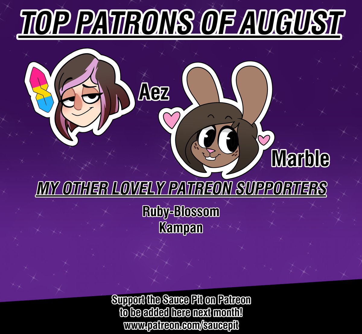 SaucePit's tweet photo. And to round out today here's my Patrons for last month! thank all of you for your support!

Please consider joining my patreon and getting your name on this list!

https://t.co/c3AV7hpO6T https://t.co/EWjTBQDSYh