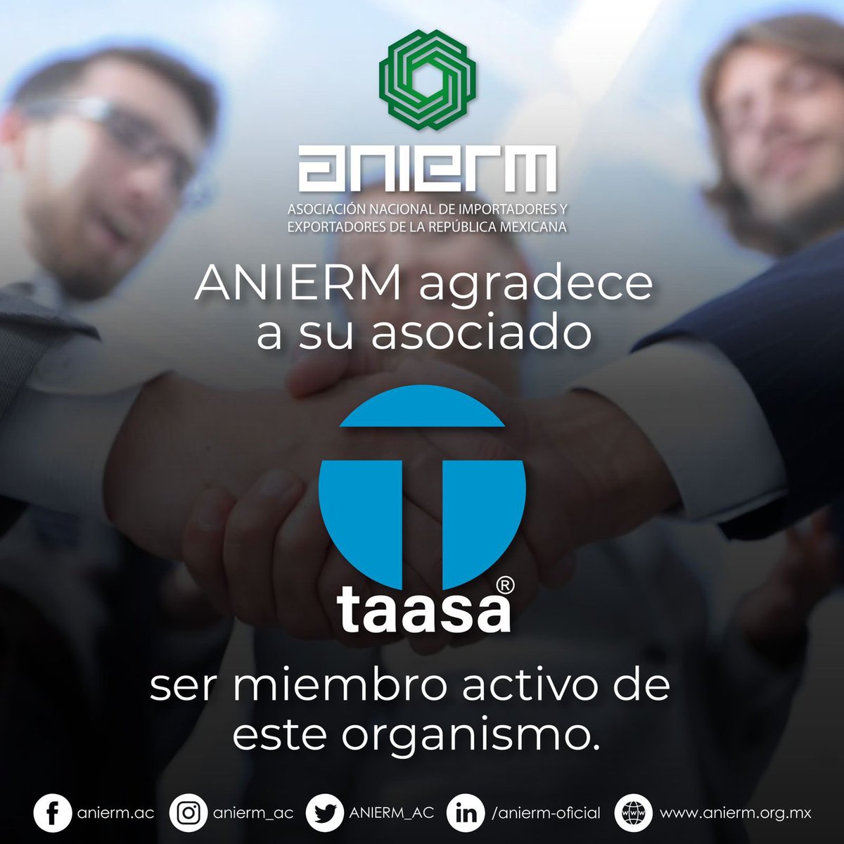 ANIERM_AC's tweet photo. Así como Taasa Logistics sé parte del cambio y únete a la red de asociados más grande de importadores y exportadores de la República Mexicana. 🤝👥

ANIERM, TU ENLACE GLOBAL. 🌐

#ANIERM #Logística #ComercioExterior #TrabajandoJuntos https://t.co/pEvhcKojh2