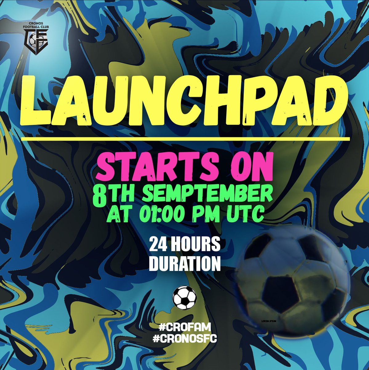 Cronos Football Club (@cronos__fc) on Twitter photo Teammates!
The Launchpad of $BALL token is coming 🚀
Try to win 100 $CRO
- Like ❤️ & RT 🔁
- Follow <a href="/Cronos__FC/">Cronos Football Club</a>
- Tag 2 friends in comments 👥
Get ready for 8th September 2022 at 01:00 PM UTC!
#crofam #FFTB #Giveaway #CronosChain #CRO #Launchpad #Crypto Teammates!
The Launchpad of $BALL token is coming 🚀
Try to win 100 $CRO
- Like ❤️ & RT 🔁
- Follow <a href="/Cronos__FC/">Cronos Football Club</a>
- Tag 2 friends in comments 👥
Get ready for 8th September 2022 at 01:00 PM UTC!
#crofam #FFTB #Giveaway #CronosChain #CRO #Launchpad #Crypto