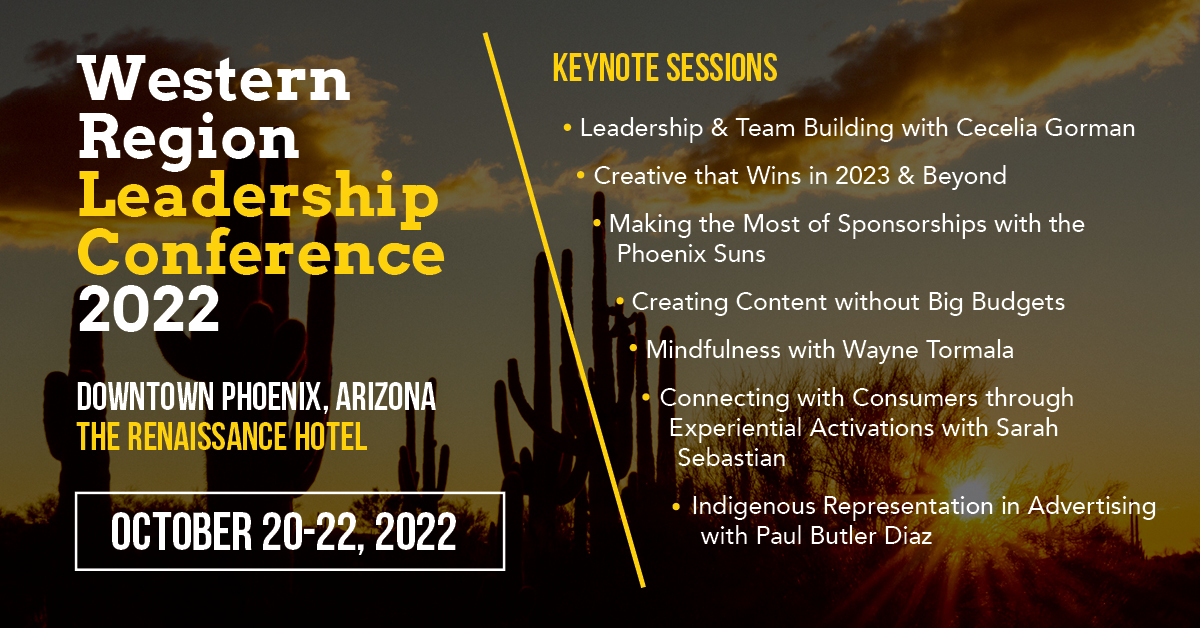 AAFDistrict12's tweet photo. The AAF Western Region Leadership Conference is the perfect place to network with other advertising professionals and learn about trends and insights from speakers and experts in the Western Region. Register now and join us Oct. 20-22 in Phoenix, AZ!  https://t.co/NTmhIybGAE https://t.co/yn94bERaFK