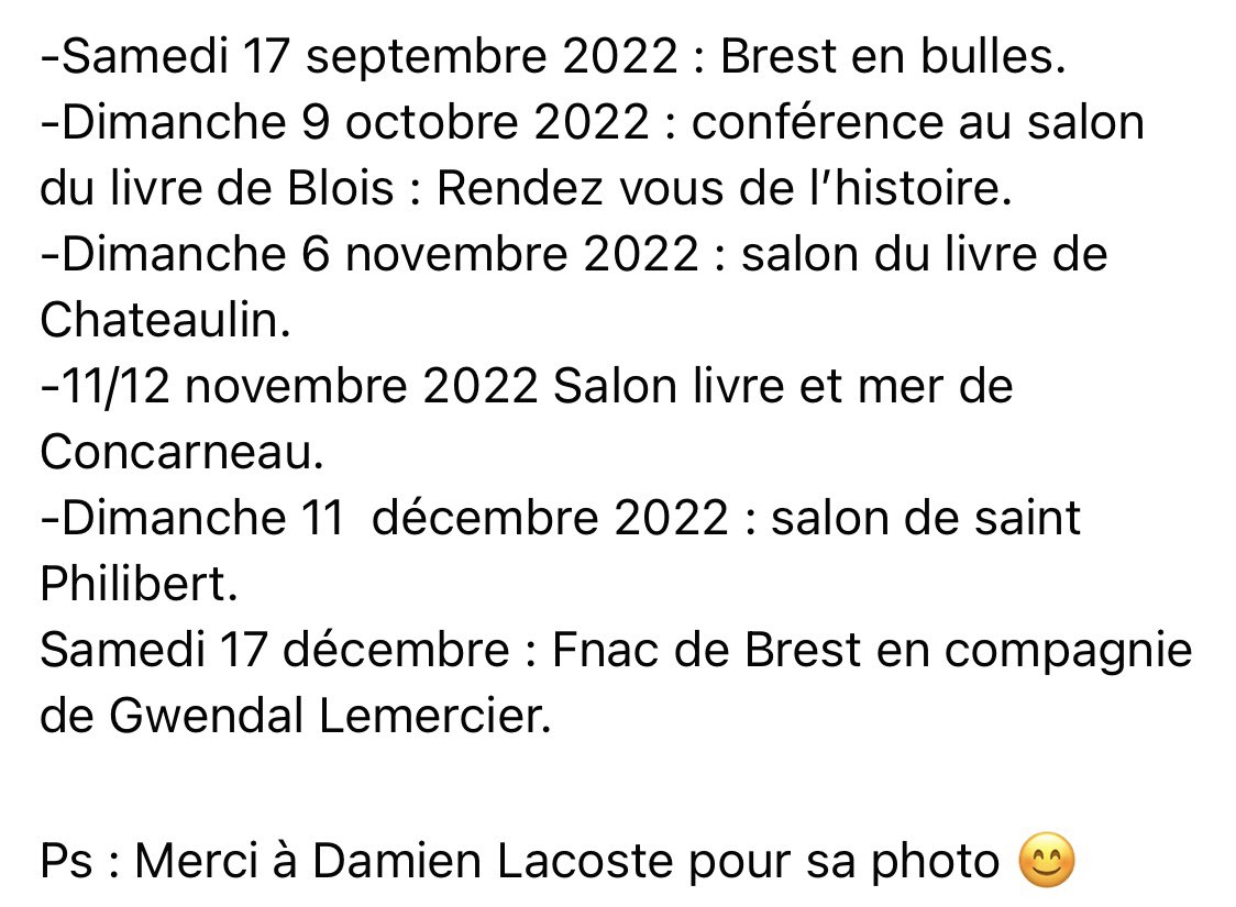 📚J’espère que la rentrée scolaire de vos petits loups s’est bien passée. Voici les dates de mes prochaines dédicaces, salons et conférences pour le reste de l’année … 🔽 A bientôt 😀👋
#christinelederout
#locussolus
#livresjeunesses