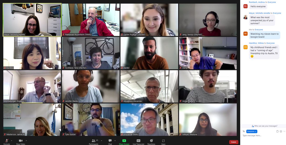 First monthly <a href="/tamuHRRC/">Hazard Center</a> meeting - great to "see" everyone on Zoom. <a href="/Chell_Meyer/">Dr. Michelle Meyer</a> <a href="/CarleePurdumPhD/">Dr. Carlee Purdum</a> <a href="/CemeterySista/">TheCemeterySista</a> <a href="/AndrewRumbach/">Andrew Rumbach</a> @DrTaraGoddard  - anyone else in HRRC have a twitter account?