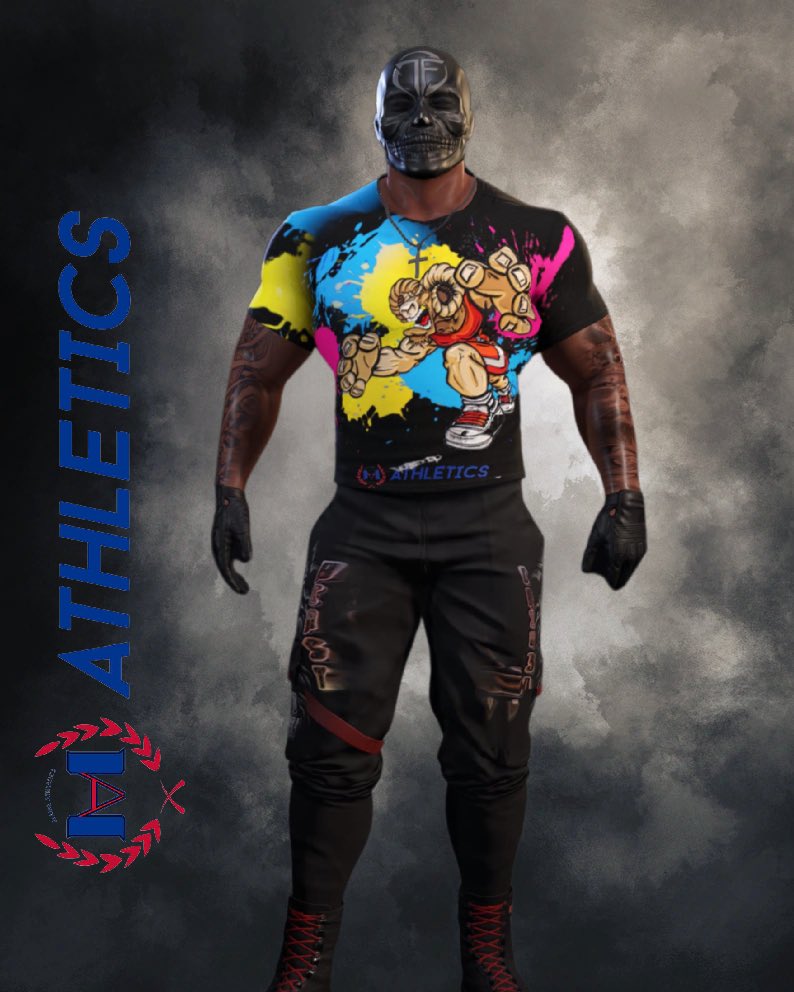 AthleticsMarq's tweet photo. The first Virtual Wrestler to sign with @AthleticsMarq ! World champion Virtual Wrestlings own @CrimsonBeast334 !!  #GoatTshirt #MarqAthleticsApparel T-shirt design by @AthleticsMarq https://t.co/pRcaVb9TSN