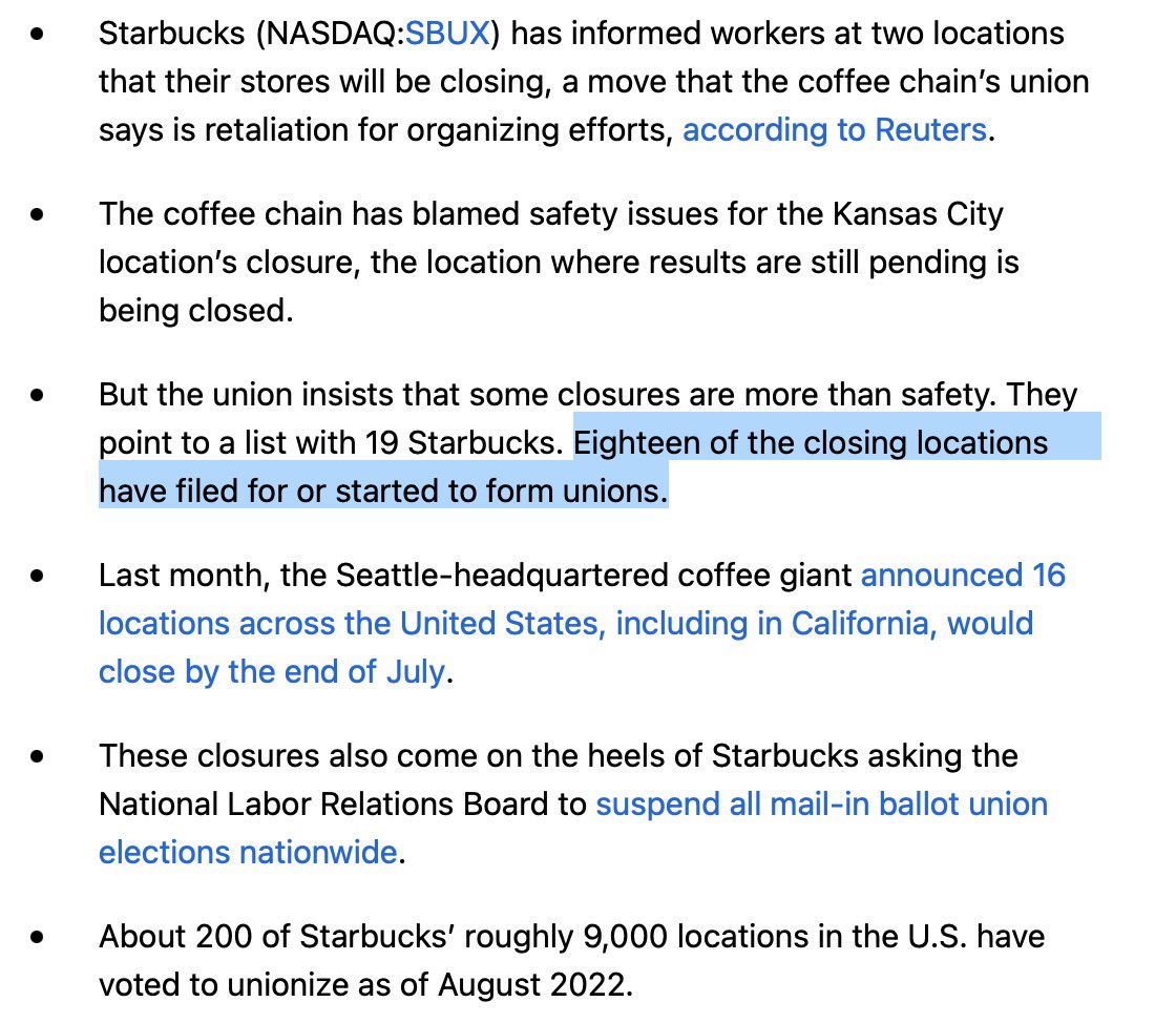 JonNeuscheler's tweet photo. Starbucks möchte einige Filialen aus „Sicherheitsgründen“ schließen 

In 18 von 19 Standorten wird gerade eine Gewerkschaft aufgebaut 🤔 https://t.co/CEhTPk6OlK