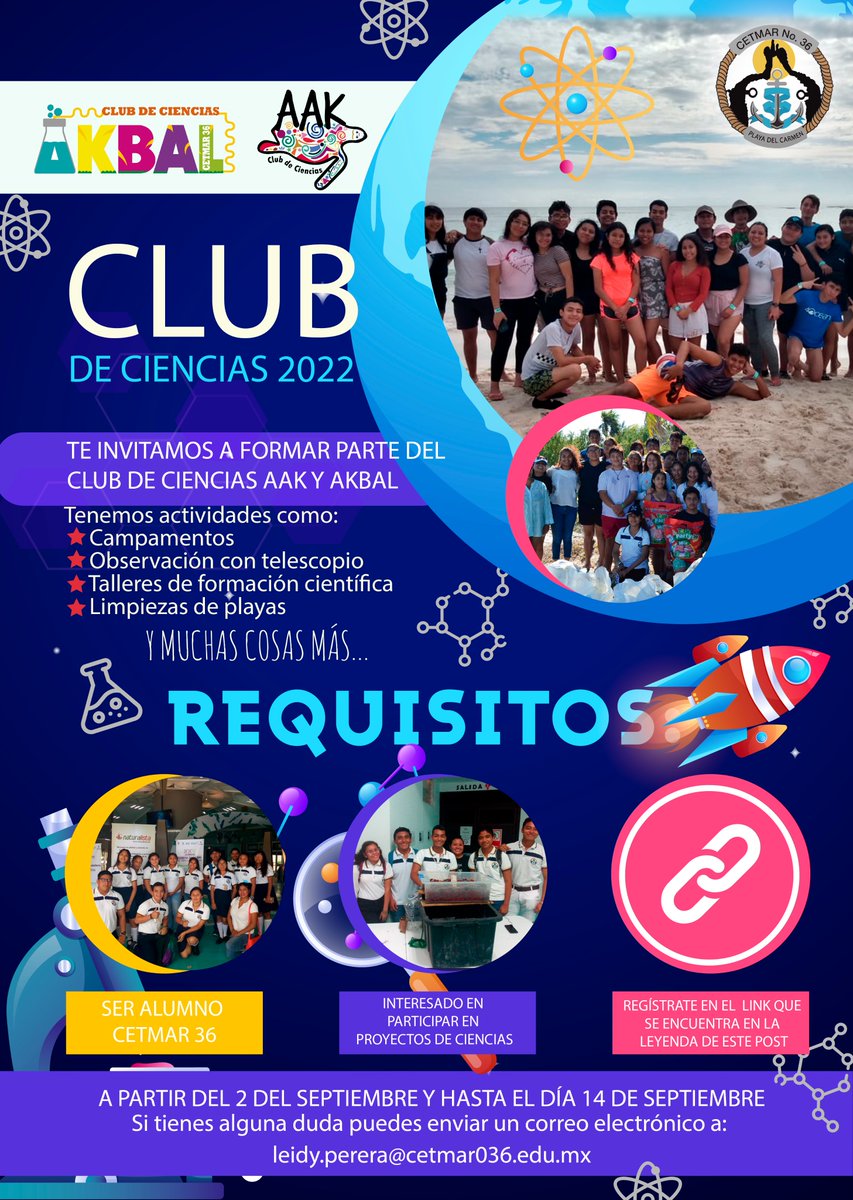 𝘌𝘓 𝘊𝘓𝘜𝘉 𝘋𝘌 𝘊𝘐𝘌𝘕𝘊𝘐𝘈𝘚 𝘈𝘒𝘉𝘈𝘓 𝘠 𝘈𝘈𝘒 
𝗧𝗘 𝗜𝗡𝗩𝗜𝗧𝗔 𝗔 𝗙𝗢𝗥𝗠𝗔𝗥 𝗣𝗔𝗥𝗧𝗘 𝗗𝗘 𝗦𝗨 𝗘𝗤𝗨𝗜𝗣𝗢
𝐑𝐄𝐀𝐋𝐈𝐙𝐀 𝐓𝐔 𝐑𝐄𝐆𝐈𝐒𝐓𝐑𝐎 𝐄𝐍 𝐄𝐋 𝐒𝐈𝐆𝐔𝐈𝐄𝐍𝐓𝐄 𝐋𝐈𝐍𝐊
forms.gle/mLrR47jbFu9VCZ…
𝙉𝙊 𝙏𝙀 𝙌𝙐𝙀𝘿𝙀𝙎 𝙁𝙐𝙀𝙍𝘼!!
🌠🧬🦠🧬🧪🧫🌡