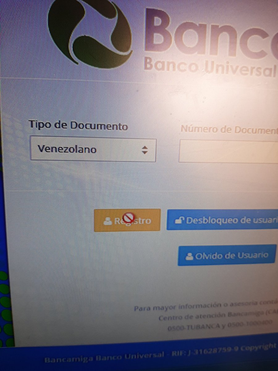 argenisraa's tweet photo. .@bancamiga Buen día el sistema no me deja registrar mi usuario,  todas las opciones están bloqueadas https://t.co/tQHtK3hOdr