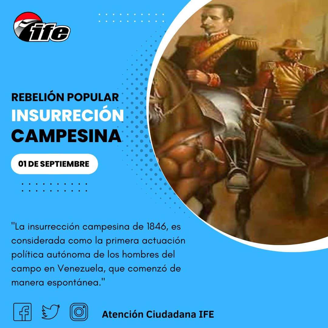 OAC_IFE2020's tweet photo. #01Sept Rebelión Popular Insurrección Campesina
Fue la primera actuación política autónoma de los hombres del campo en Venezuela.
#ElMetroRenace https://t.co/YDqp2UR1CH