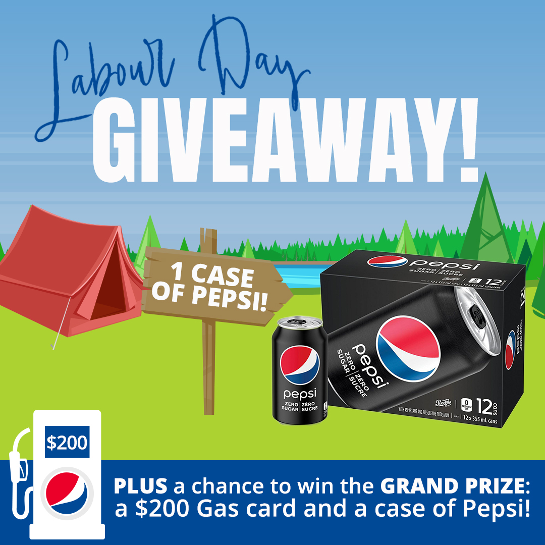 📣 FINAL GIVEAWAY DAY!! 📣 This is your last chance to enter for our grand prize of a $200 gas card, plus a case of Pepsi Zero! 🙌 All entries from this week count, so good luck everyone!