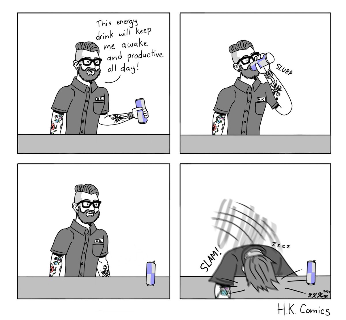 HK_Comics's tweet photo. “Energy Drink”
#HKComics #comic #webcomic #comicstrip #energydrink #funny #humor https://t.co/lvjYPt8b2O