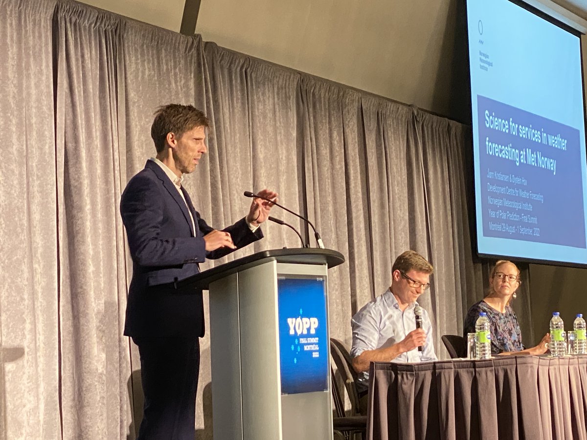 polarprediction's tweet image. Jørn Kristiansen from MET Norway is presenting on Science for services in weather forecasting in the European Arctic. MET Norway is one of the supporting organizations of the #YOPPFinalSummit