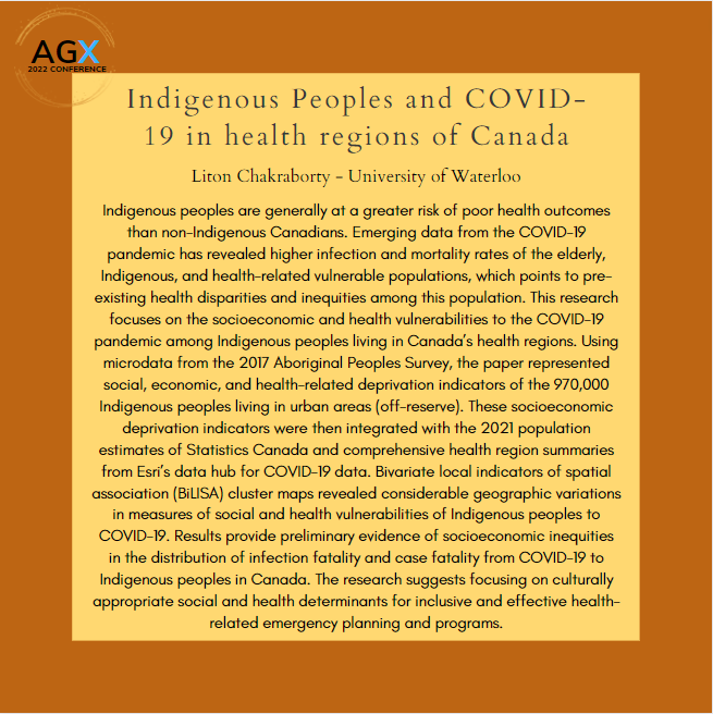 appliedgeog's tweet photo. For folks interested in Health and Medical Geography, #AGX2022 has something for you, too!

➡️ Indigenous Peoples and COVID-19 in health regions of Canada
➡️ Sustaining human nutrition in an increasingly urban world
➡️ Risk factor variations of US county-level cancer mortality https://t.co/xl8tLvknyB