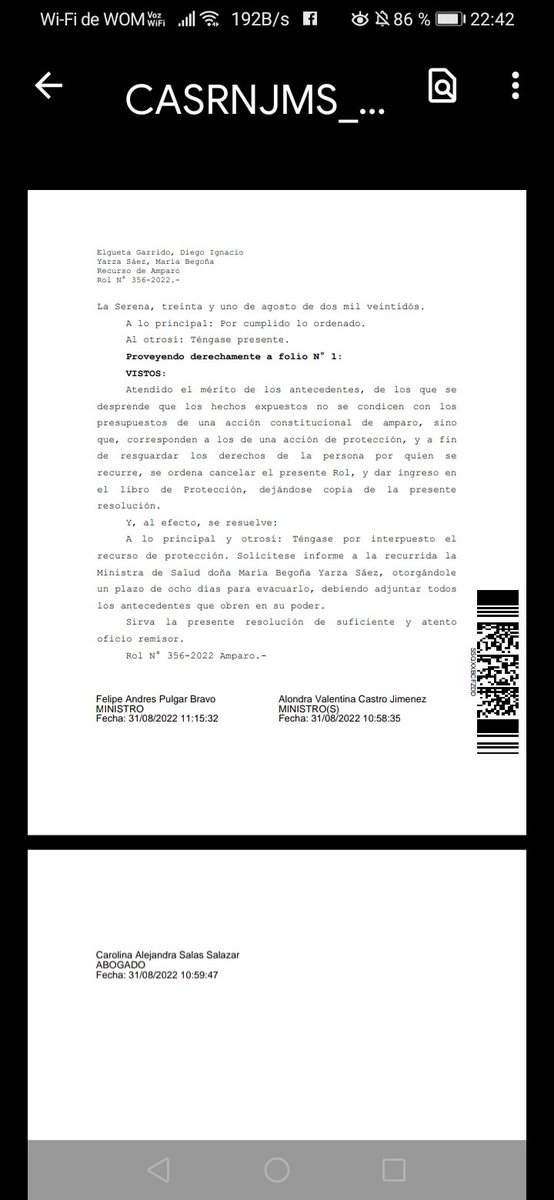 Corte de Apelaciones de la Serena, acoje recurso de Amparo interpuesto, dándole tramitación del Rcurso de Protección.
<a href="/begoyarza/">Begoña Yarza Sáez</a> tendrá que dar explicaciones ante la justicia por sus amenazas contra nosotros.