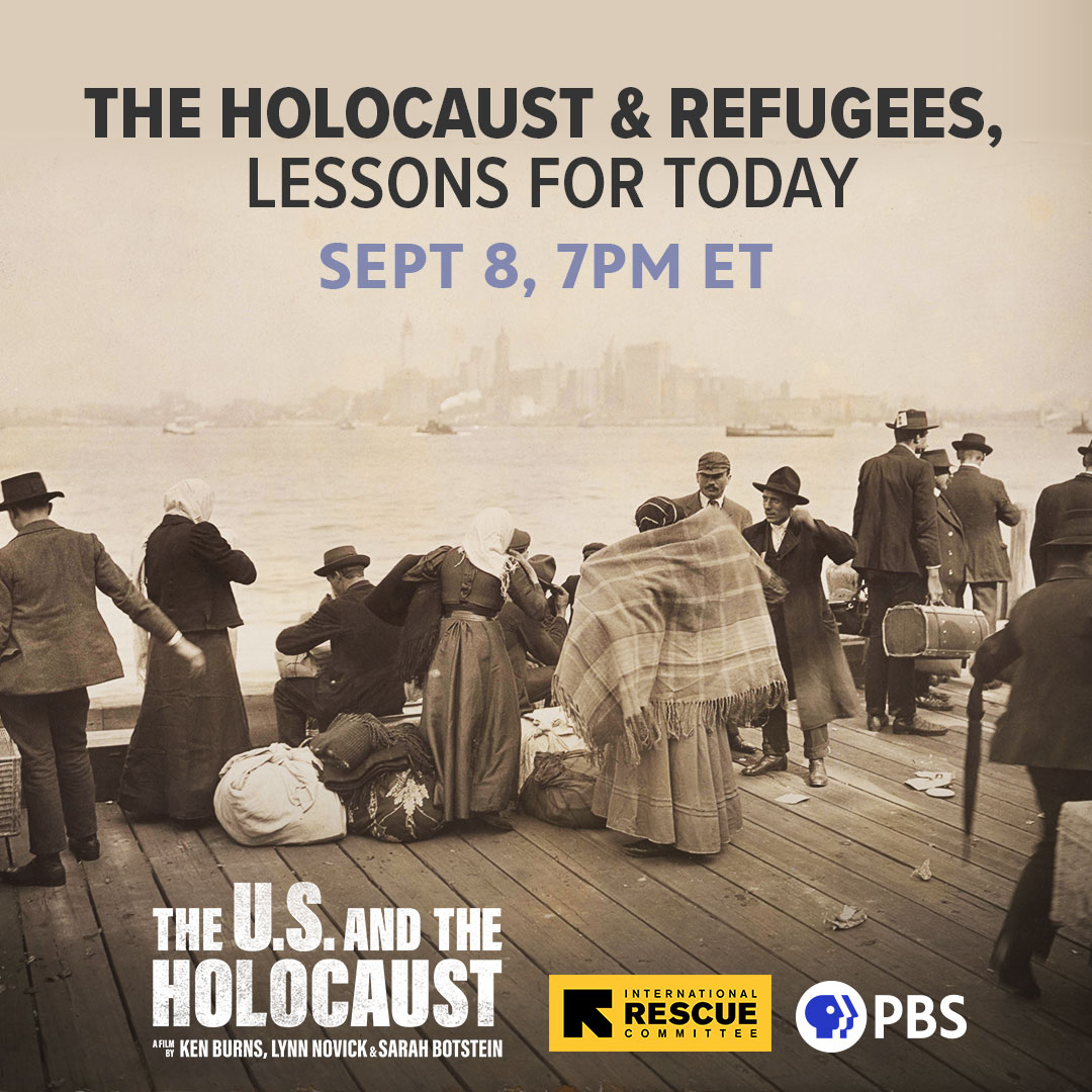PBS's tweet photo. Join #USandTheHolocaustPBS filmmakers @KenBurns and @sbotstein as they discuss "The Holocaust and Refugees, Lessons for Today" with special guest @MadlinSadler and moderator @jaketapper. 

Register to attend the virtual event on Sept 8: https://t.co/qd8kZRfQ18. @RESCUEorg https://t.co/JqqtPr25CD