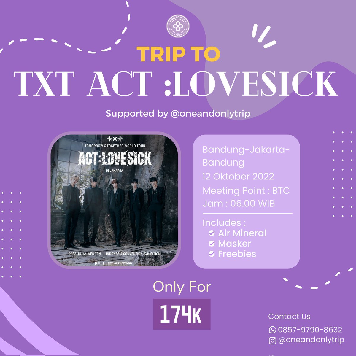 dramaradiance's tweet photo. OPEN TRIP BANDUNG

TO TXT : ACT LOVESICK 

174k (Bandung - Jakarta PP)

#tripkonser #tripkonserbandung #moabandung #txtactlovesick #tomorrowxtogether #txt #moa https://t.co/GtuKbl8lLS