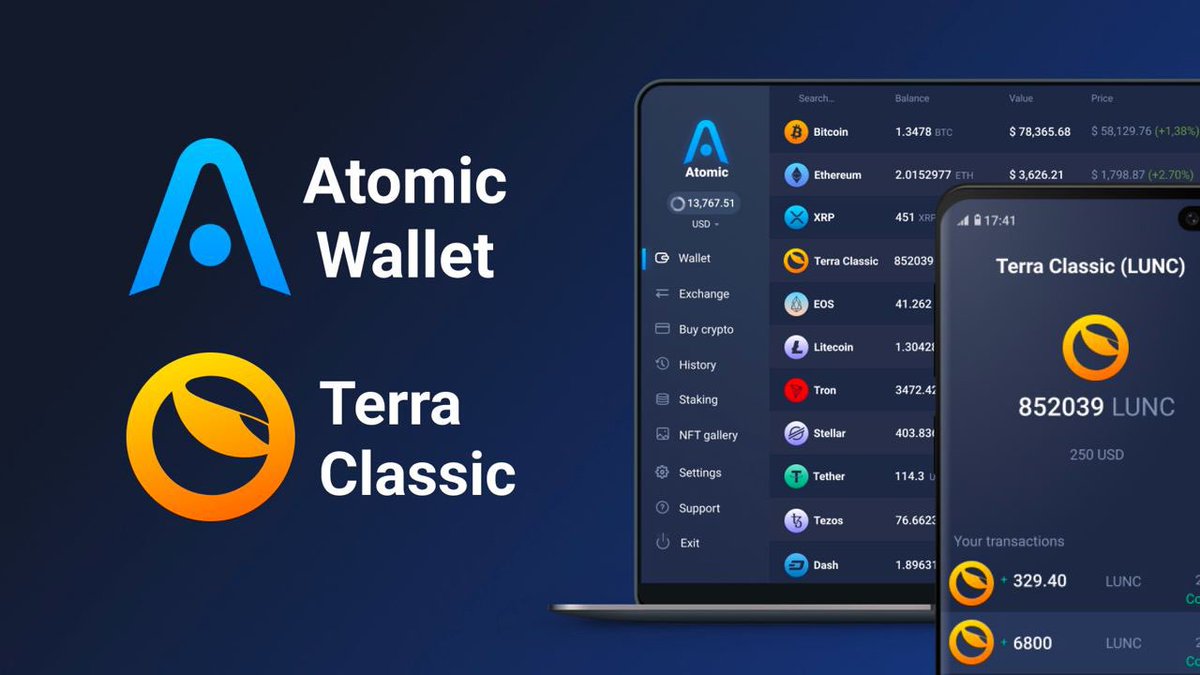 #Terra Classic upgrade is supported in @AtomicWallet ⚡️ 1,000,000 $LUNC Giveaway to a random person for retweet!