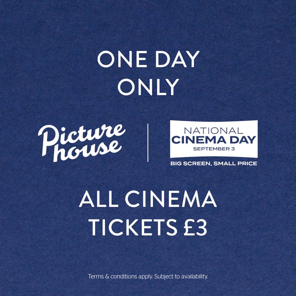 ClareLBinns's tweet photo. This Saturday we're celebrating #NationalCinemaDay at all Picturehouse Cinemas - that means all films, all day are just £3! 

Even better, you can see 2001: A Space Odyssey and Drive on glorious 35mm at @CentralPictureH... https://t.co/ckkEFDZlfJ