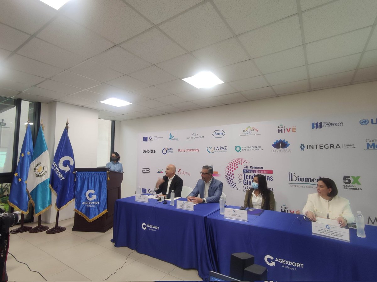 Inicia la conferencia de prensa del 2do Congreso de Salud y Bienestar en Guatemala: 12 líderes hablarán sobre las “Tendencias Globales para el Cuidado de la Salud” con el apoyo del Proyecto Mipymes y Cooperativas+ Competitivas financiado por la <a href="/UEGuatemala/">Unión Europea en Guatemala</a> de <a href="/AGEXPORTGT/">AGEXPORT</a>