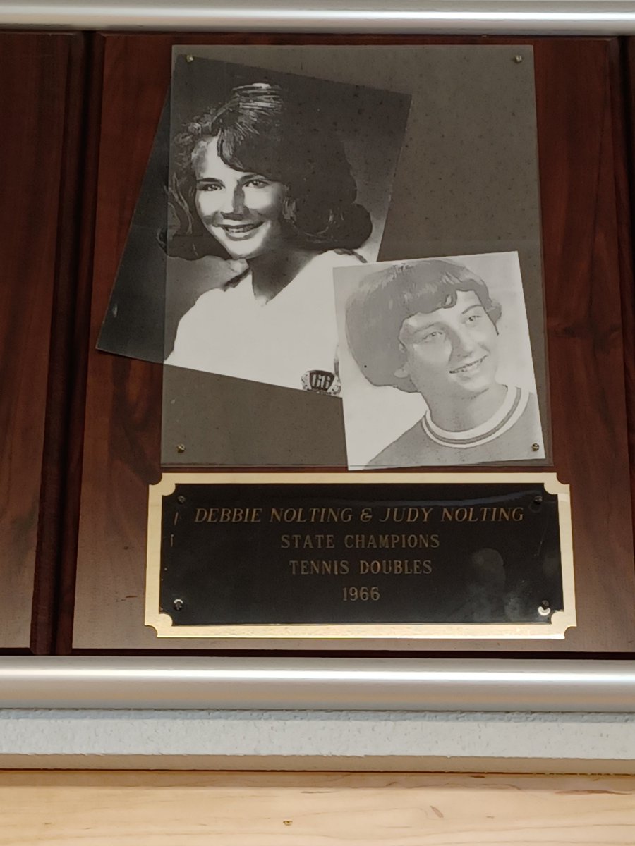wahawk_ad's tweet photo. We had 2 special @WestWlooIA grads stop by Wed. Debbie &amp; Judy Nolting were State Doubles Tennis champions in 1966. Judy was also State Doubles Champ in 1964 and 65. Thank u 4 stopping by 2 find your pics ladies! #OneWahawk family. #WestHighHistory! @WaterlooSchools #WaterlooPride https://t.co/i2UOTiqFnM