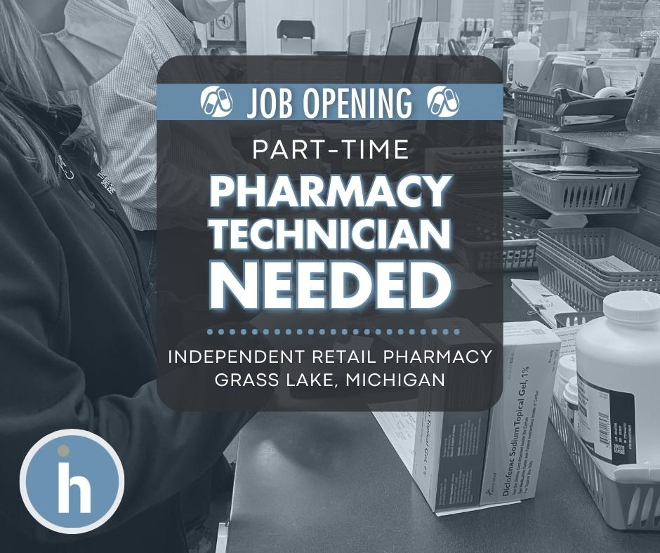 IndispensHealth's tweet photo. Pharmacy Technicians looking for a #PharmacyJob in a friendly, upbeat environment?
A #RetailPharmacy in Grass Lake is #hiring a part-time #PharmTech to join their team. Schedule: 20-25 hr/wk, every other Sat., &amp; no Sun. or major holidays
💻 #ApplyOnline: https://t.co/6M5QuETqUB https://t.co/J8vHSO49qr
