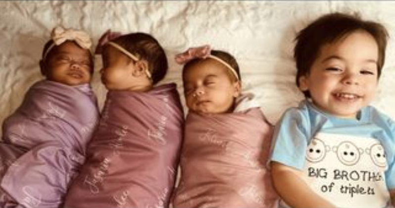 cryobank's tweet photo. Mama Ariana shared this gorgeous photo of her baby girl triplets along with their big brother! 🎀 🎀 🎀 💙 A triple congratulations are in order for this beautiful family! https://t.co/WPtl9Sm1Bf