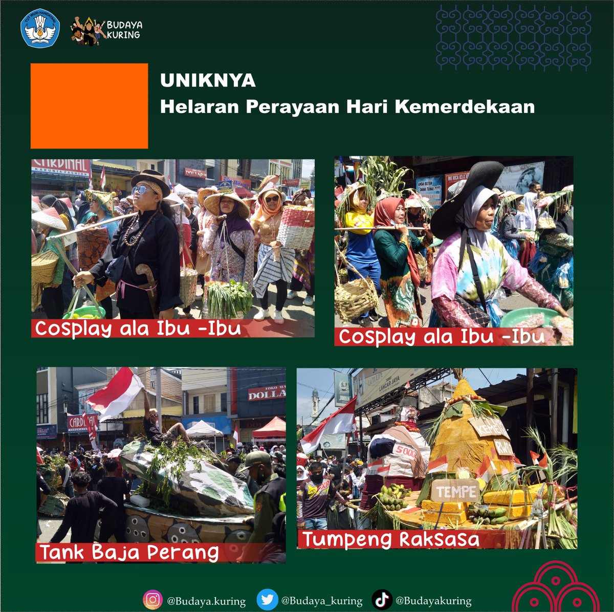 budaya_kuring's tweet photo. Sampurasun baraya 😊
Dibulan agustus kemarin banyak sekali perayaan memperingati hari kemerdekaan disetiap kampung atau lembur ya, antara lain yang kangmin bagikan digambar.

Kalau bagi baraya perayaan kemerdekaan apasih yang paling seru ? Share dikolom komentar ya 🙌 https://t.co/gsiARRjZDp