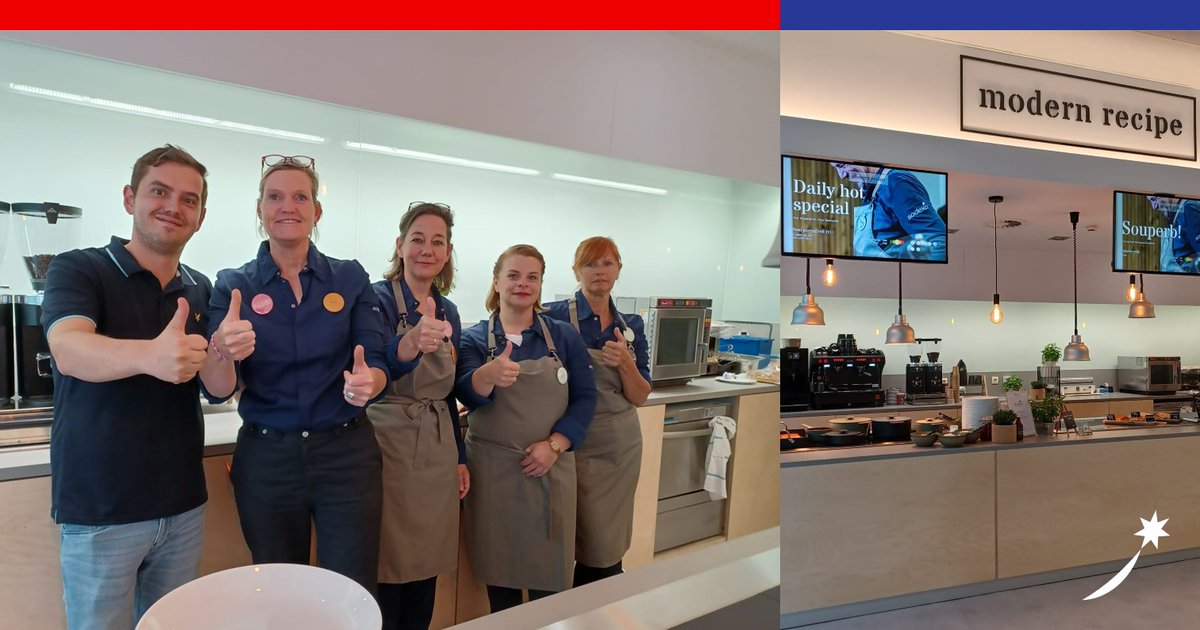 SodexoBelgium's tweet photo. Yay! A brand new Sodexo kitchen opened at Nokia Antwerp today! We're glad to be your #ProudPartner! ๐ค
#SodexoBelgium #NewProject #OneTeam #ModernRecipe https://t.co/8hu0718D5N