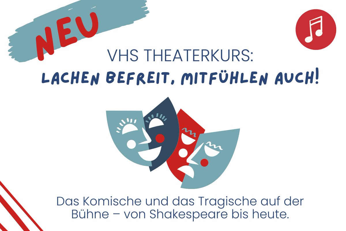 Lachen befreit. Mitfühlen auch.

Es sind die komischen und die tragischen Momente, die uns am Theater fesseln. Hier werden magische Momente und packende Situationen aufgespürt und selbst in Szene gesetzt.
Weitere Infos: vhs.link/2222J115G