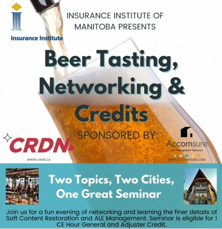 InsuranceInsMB's tweet photo. This all-in-one seminar is open to all industry professionals, even without the institute's membership. It will allow you to earn CE credits, beer tasting, and network. 

Winnipeg seminar Sep 14: https://t.co/gZW7BPxSo0

Brandon seminar Sep 15: https://t.co/bZuGYs16dT https://t.co/eoiXhDtacC