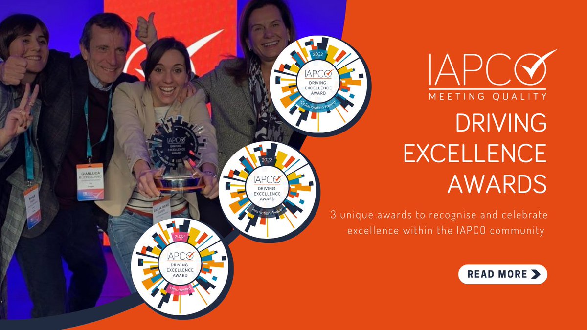 IAPCO Driving Excellence Awards are presented annually and are coveted by those who seek acknowledgement for their quality and contribution to the meetings industry.

Every year, IAPCO seeks nominations from across its member community for 3 unique awards: iapco.org/about-iapco/aw…
