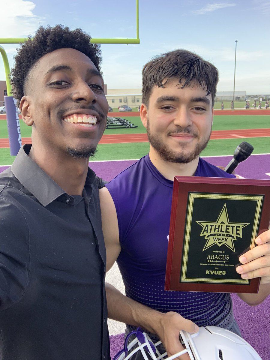 Cory_Mose's tweet photo. It was an honor to present our Athlete of the Week award to Elgin HS’ @jonathan_meurin 

He’s a great safety, but an even better human being 🙏🏾 congrats again bro! #UTD https://t.co/gRQpfJOGXe