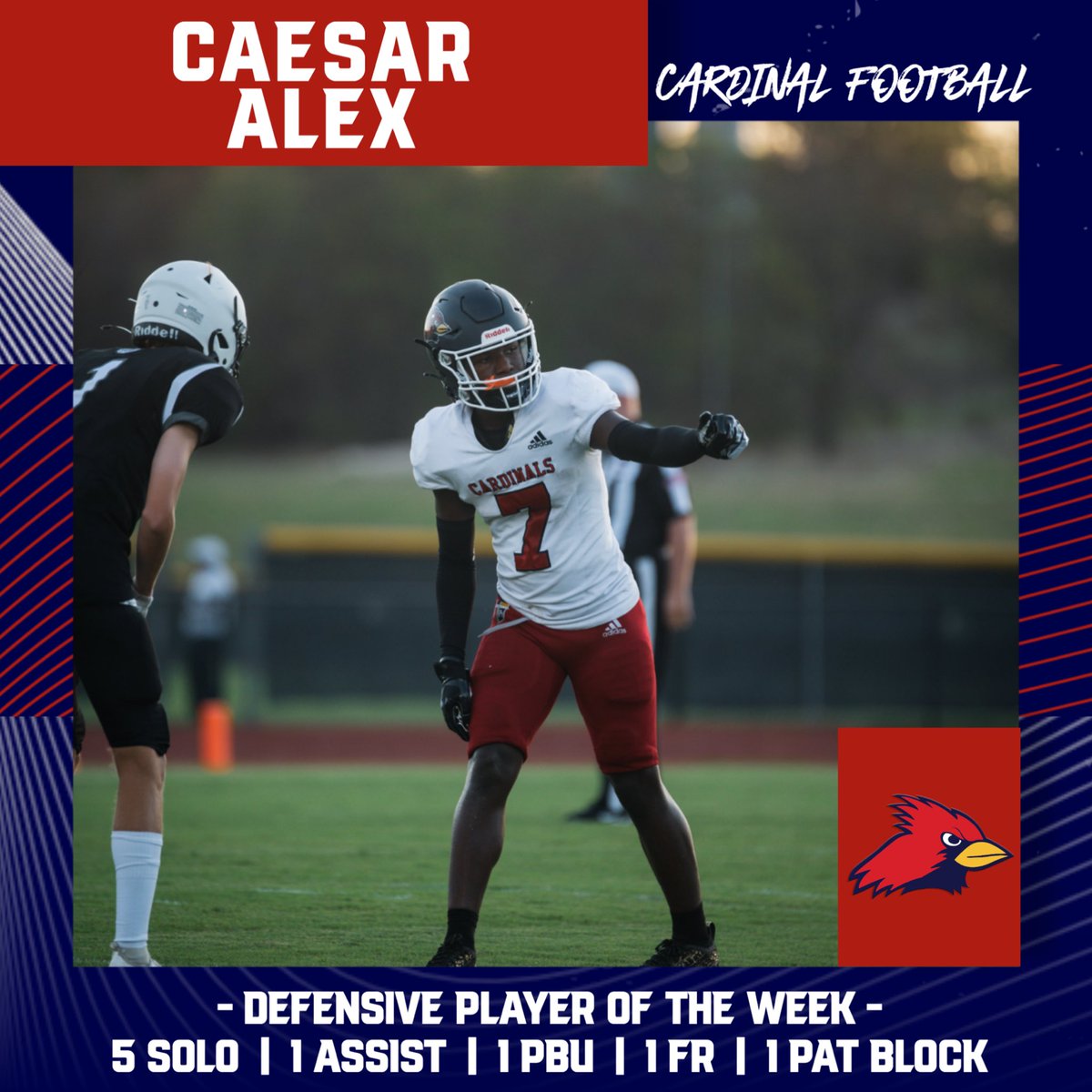 JPIIHS_Football's tweet photo. Shoutout to our Players of the Week vs. Cistercian!

Defense: @caesaralex3 
Offense: @BigDom_50 
Special Teams: Preston Hurless

Nice job fellas, keep balling out! #OutWorkEveryone https://t.co/dzd5bjJWEH