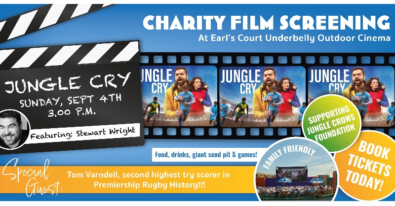 BristolBears's tweet photo. Check out the charity screening of the award-winning film Jungle Cry, featuring @stewartwright74 🎬

Join the team &amp; special guests at 3pm on Sunday, September 4th at the Underbelly Earl’s Court outdoor 📍