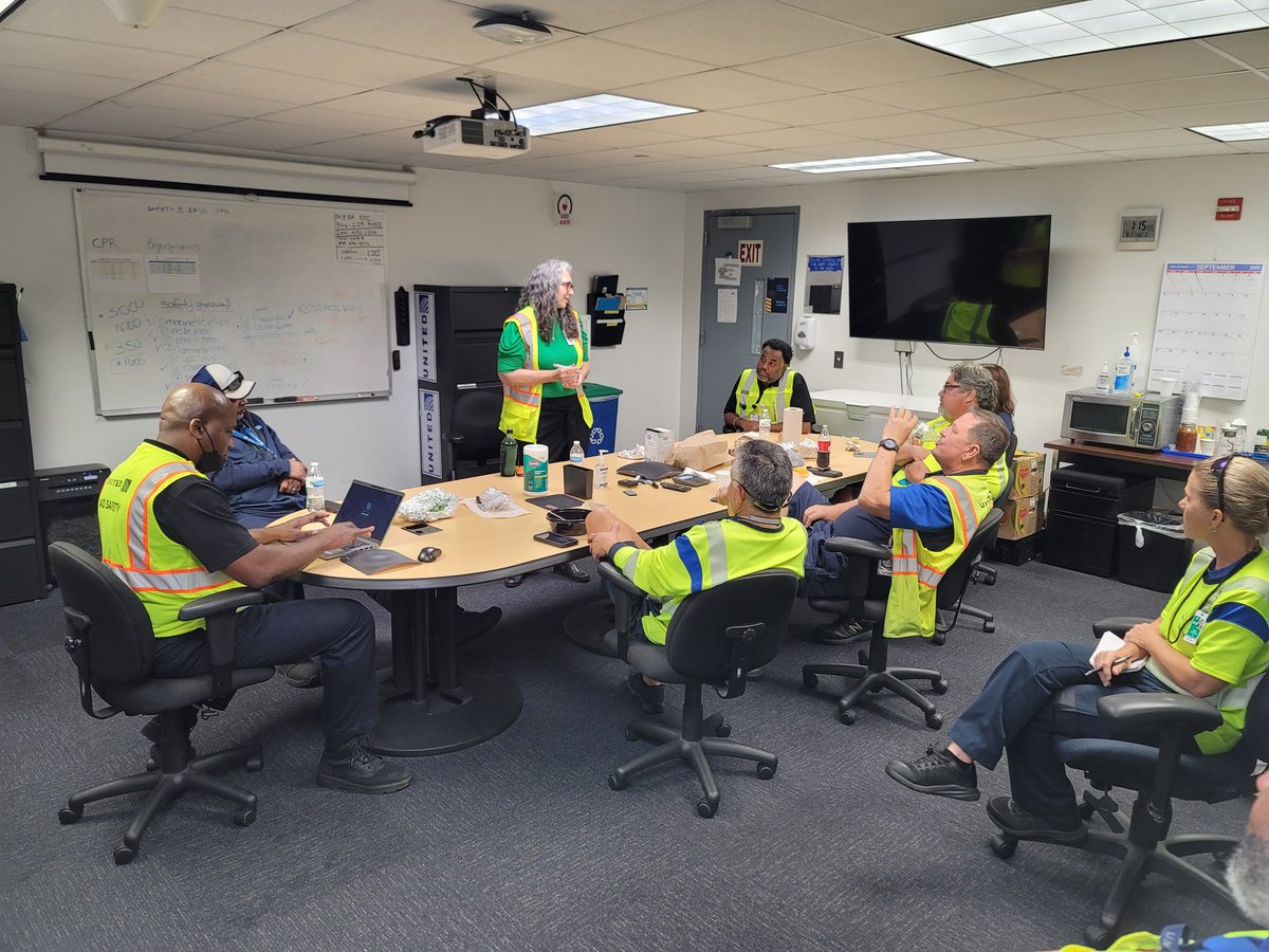 Sr. Safety Mgr. Trozie Jordan conducting Wednesday safety sync and introducing his right hand the new IAH Safety Supervisor Marlea Hodgin to IAH super Safety Advocates.
<a href="/MikeHannaUAL/">Mike Hanna</a> <a href="/JohnK_UA/">John Kleberg</a> <a href="/SashaJDC/">Sasha Johnson</a> <a href="/AOSafetyUAL/">AO Safety UAL</a> <a href="/garysneadunite1/">Gary Snead</a> <a href="/Trozie2/">Trozie3</a> <a href="/TomCabral7/">Tom Cabral UNITED</a> <a href="/MoinatUnited/">Moin</a>