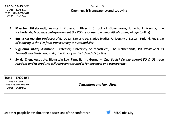 We are excited to kick off the new academic year with this <a href="/MonnetIn/">Jean Monnet Chair in Law & Transatlantic Relations</a> funded event with Prof @faheye and colleagues on #GoodGlobalGovernance in the #EU and #US. Programme below ⤵️ and limited in person places <a href="/CityLawSchool/">The City Law School</a> so sign up ➡️city.ac.uk/news-and-event…