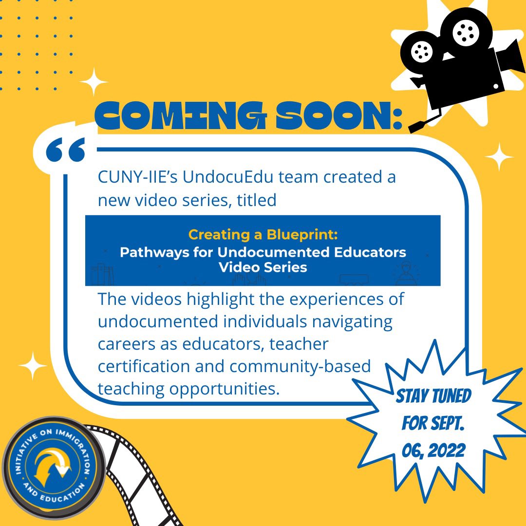 cuny_iie's tweet photo. CUNY-IIE is very excited to announce the up an coming release of a project our UndocuEdu team has created. Please stay tuned for September 6!
#Educators #Immigration #communityeducator #NY #ComingSoon https://t.co/BrlOTyfH65