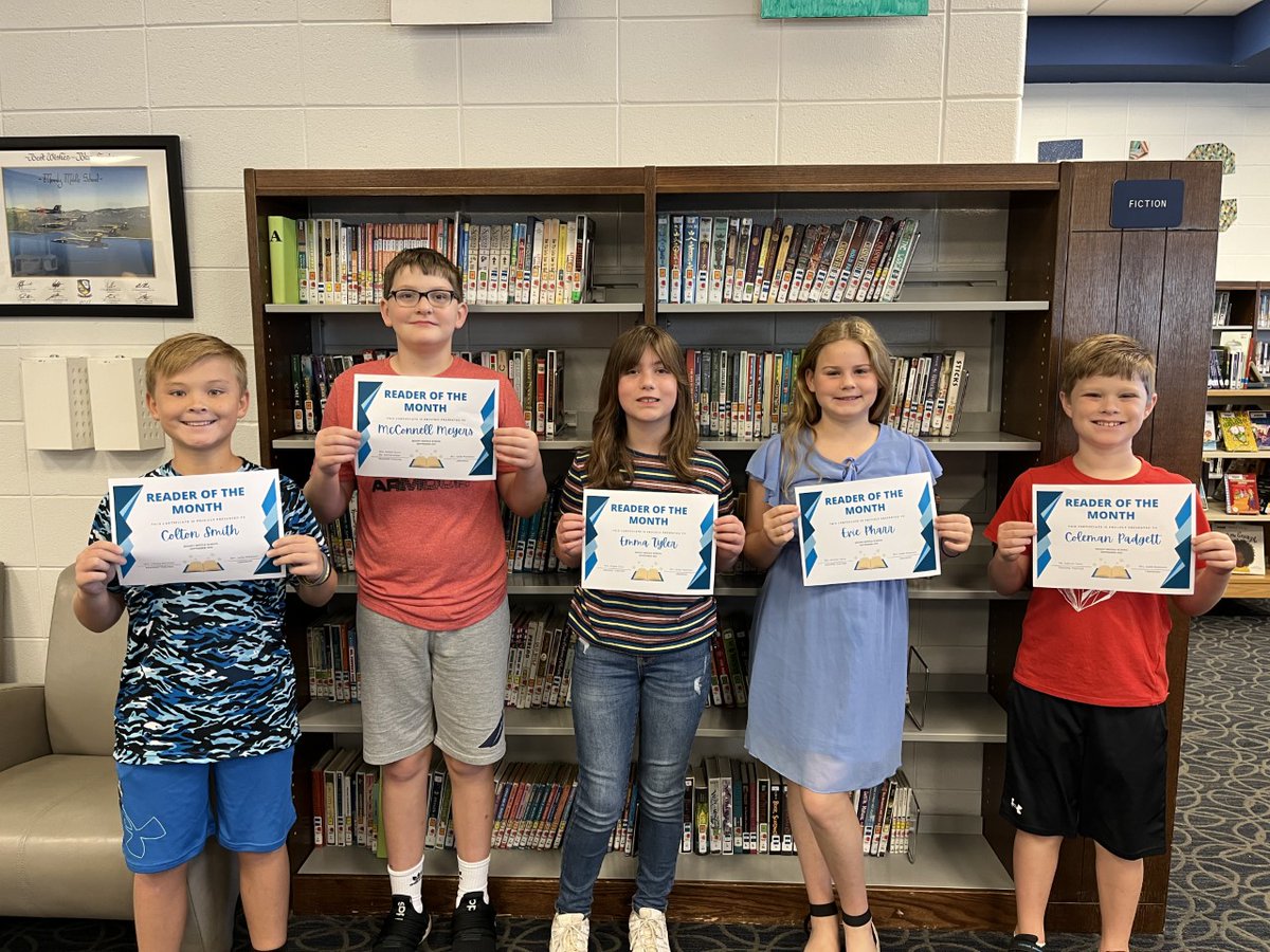 Congratulations to our September Reader of the Month students: Jayden Jiang (not pictured), Lily Moody (not pictured), Colton Smith, McConnell Myers, Emma Tyler, Evie Pharr, &amp; Coleman Padgett! <a href="/MoodyMiddleSch/">Moody Middle School</a> <a href="/sccboe/">St. Clair County Schools</a>