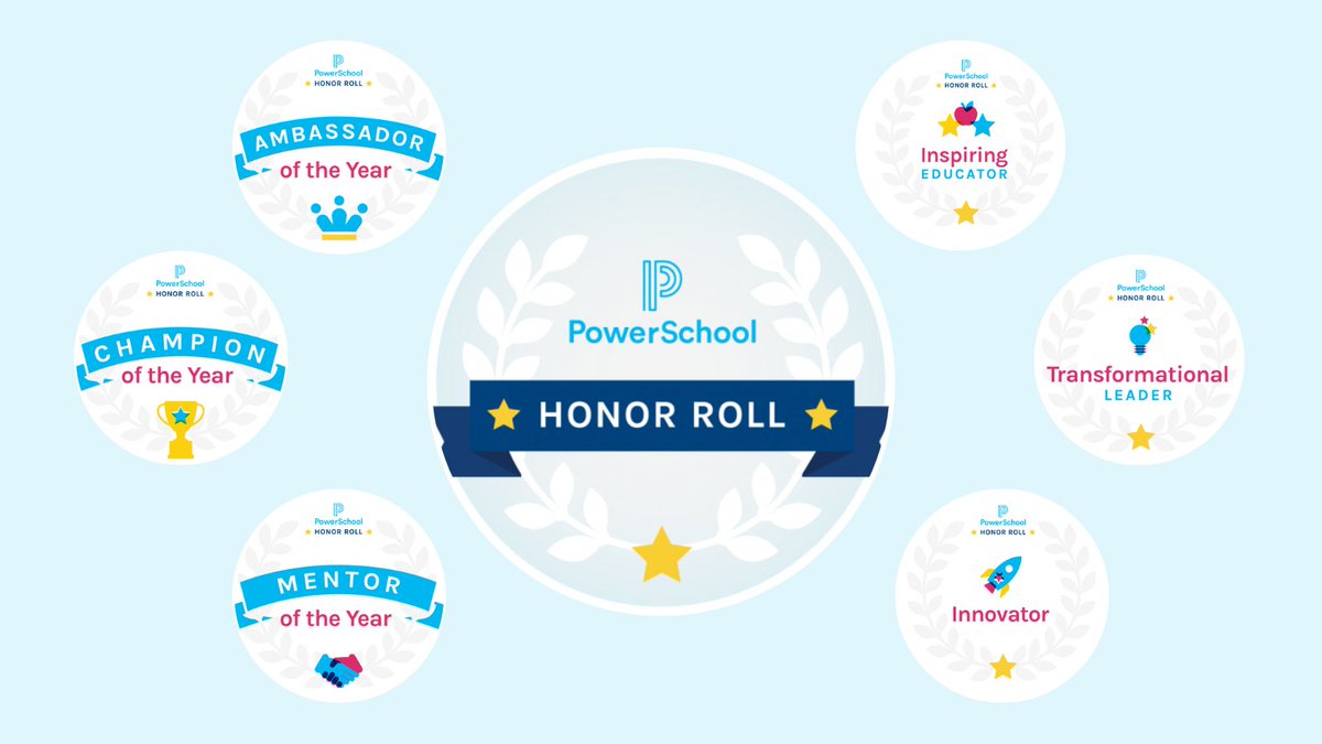 MyPowerSchool's tweet photo. We are proud to recognize and celebrate seven PowerSchool customers who’ve had an extraordinary impact on #K12 education with our annual Honor Roll awards. Read the full list of winners >> https://t.co/g5oI3YAW6q https://t.co/vDa0YdjdPR