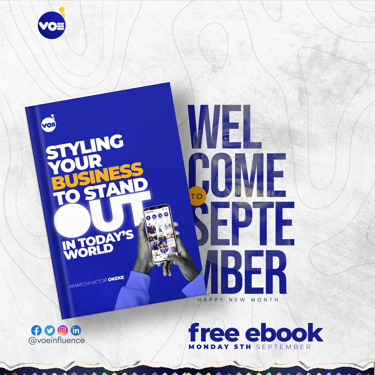 VoeInfluence's tweet photo. It's September!
You are welcome to a new month!
It is yet another month to influence your world.
P.S An Ebook is on the way!
Anticipate!
#voeinfluence #branding #empower #newbusiness #businessquotes #businessbranding #socialmediamarketing #brand #jos #digital #September https://t.co/J2l9gIDvpT